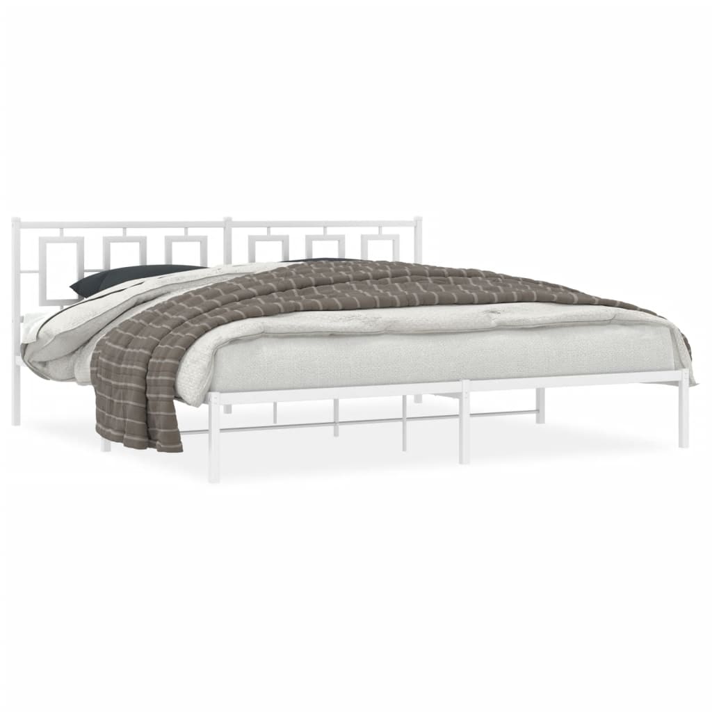 vidaXL Estructura cama sin colchón con cabecero metal blanco 193x203cm