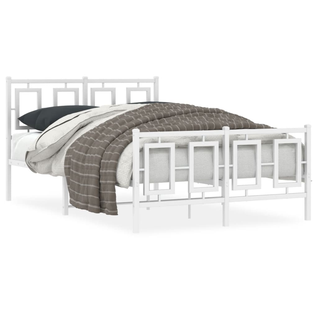 vidaXL Estructura cama sin colchón con estribo metal blanco 120x190 cm