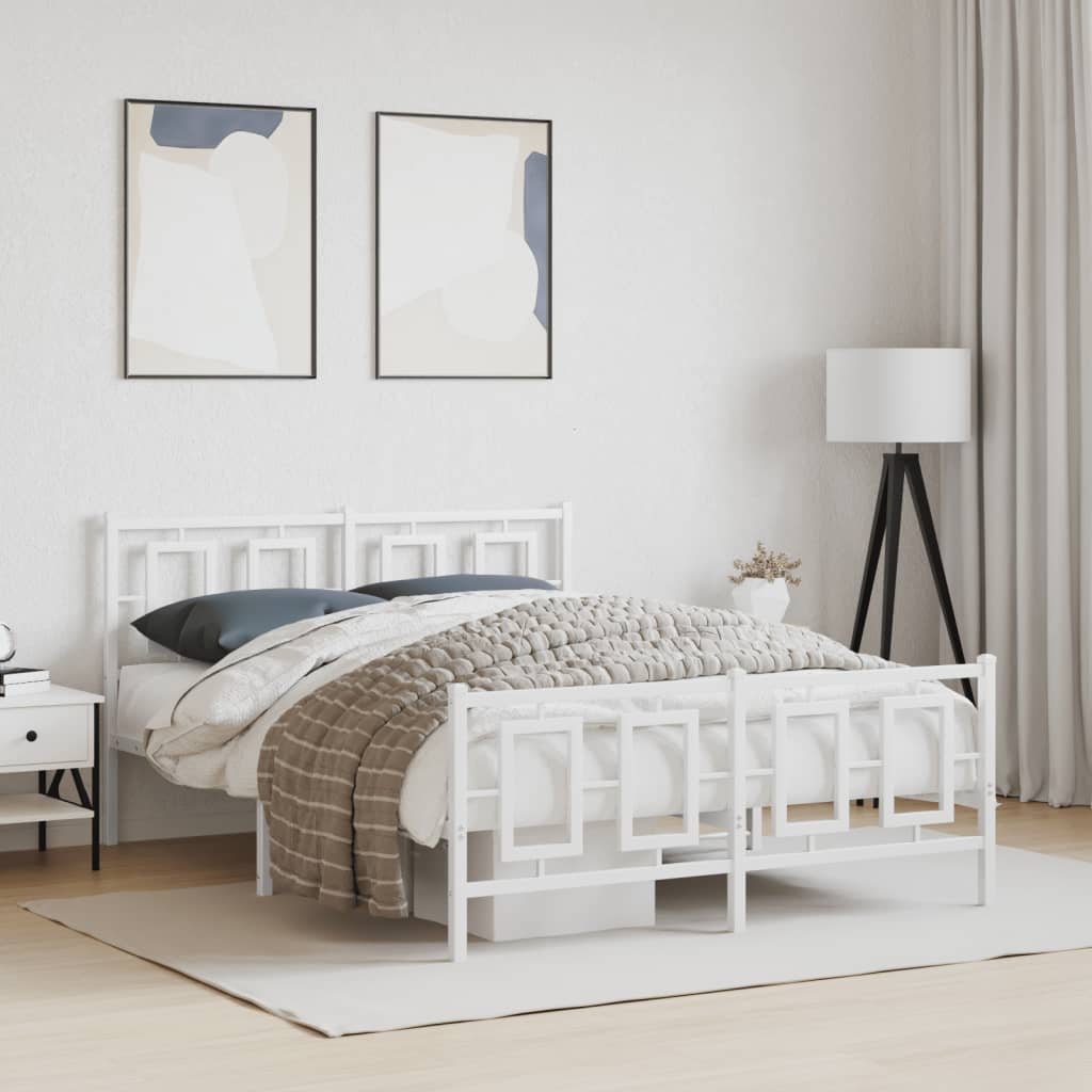 vidaXL Estructura cama sin colchón con estribo metal blanco 135x190 cm