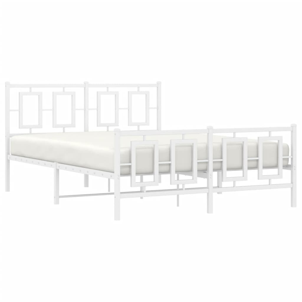 vidaXL Estructura cama sin colchón con estribo metal blanco 135x190 cm