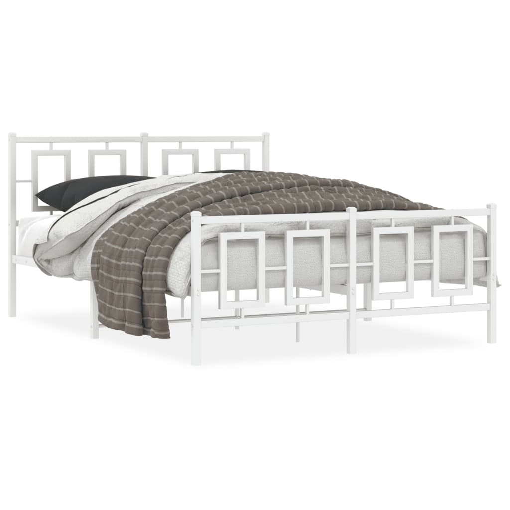 vidaXL Estructura cama sin colchón con estribo metal blanco 135x190 cm