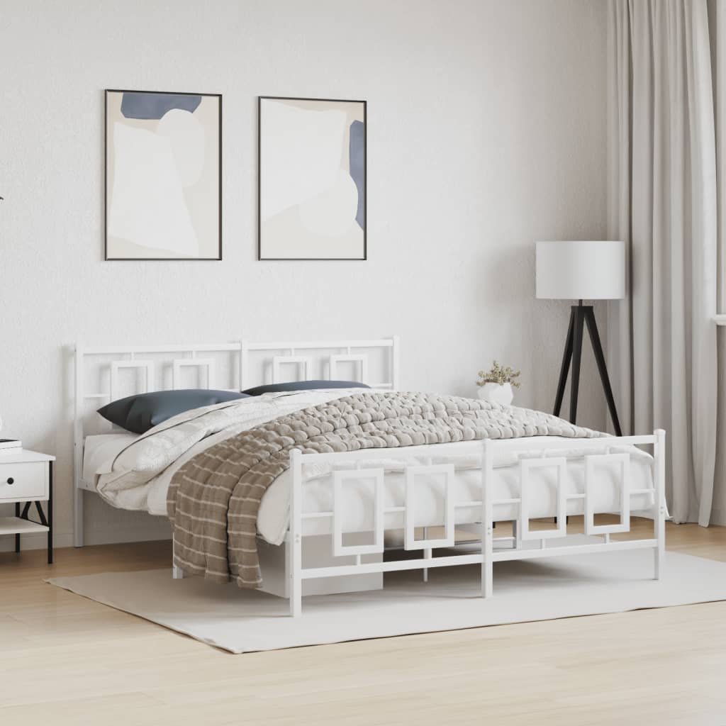 vidaXL Estructura cama sin colchón con estribo metal blanco 150x200 cm