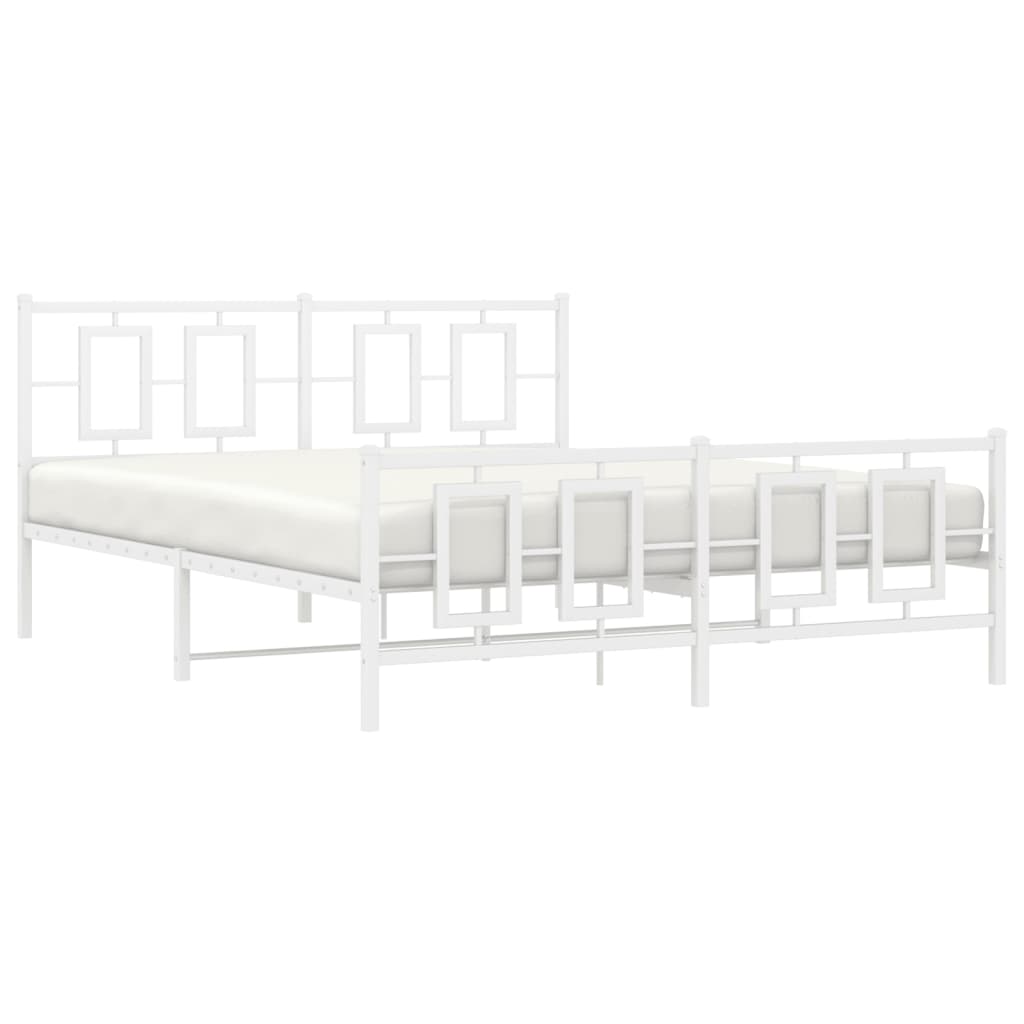 vidaXL Estructura cama sin colchón con estribo metal blanco 150x200 cm