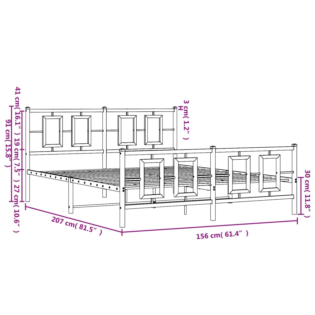 vidaXL Estructura cama sin colchón con estribo metal blanco 150x200 cm