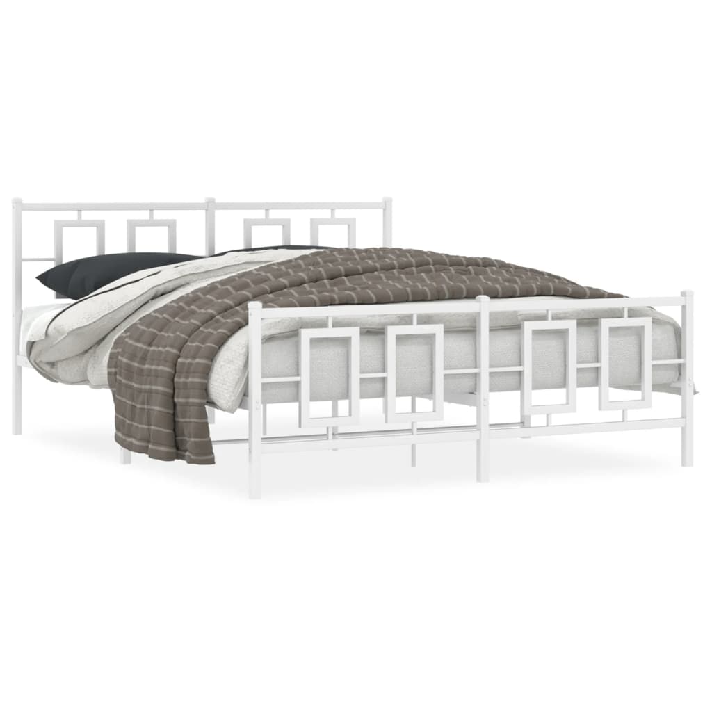 vidaXL Estructura cama sin colchón con estribo metal blanco 150x200 cm