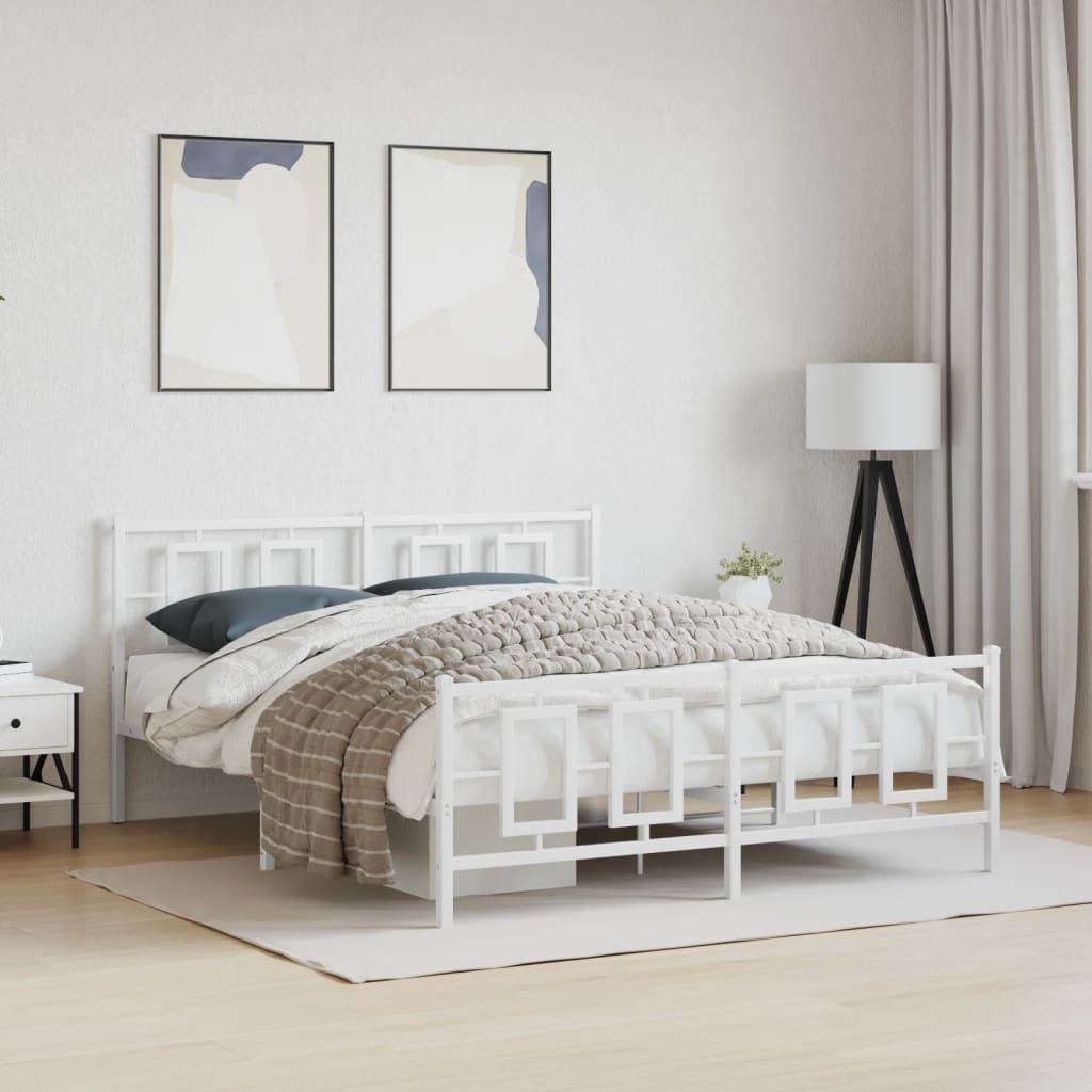 vidaXL Estructura cama sin colchón con estribo metal blanco 160x200 cm