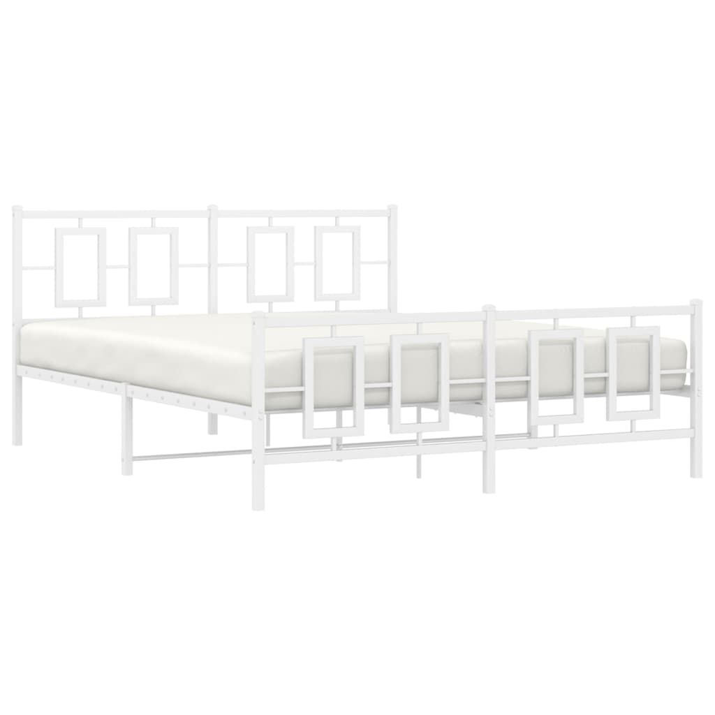 vidaXL Estructura cama sin colchón con estribo metal blanco 160x200 cm