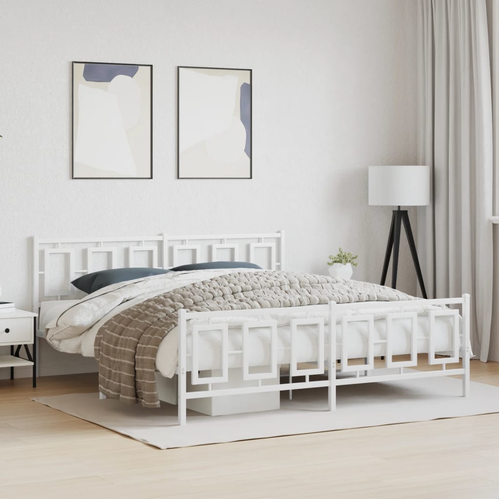 vidaXL Estructura cama sin colchón con estribo metal blanco 183x213 cm