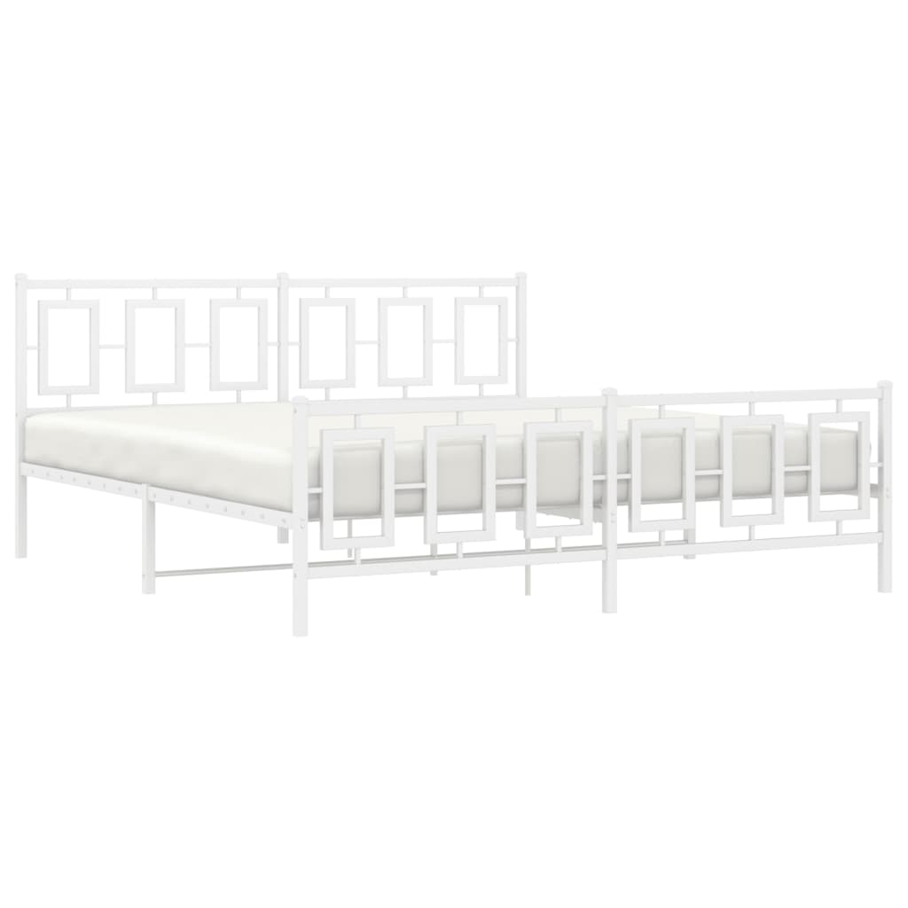 vidaXL Estructura cama sin colchón con estribo metal blanco 183x213 cm