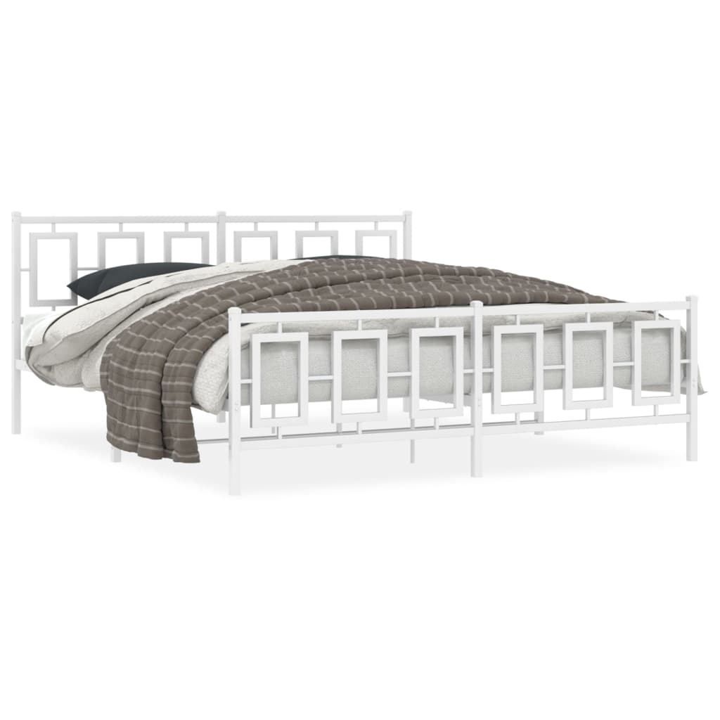 vidaXL Estructura cama sin colchón con estribo metal blanco 183x213 cm