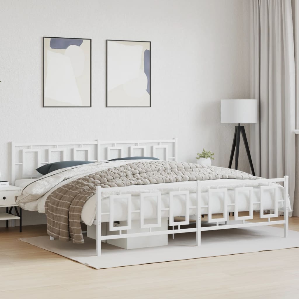 vidaXL Estructura cama sin colchón con estribo metal blanco 193x203 cm