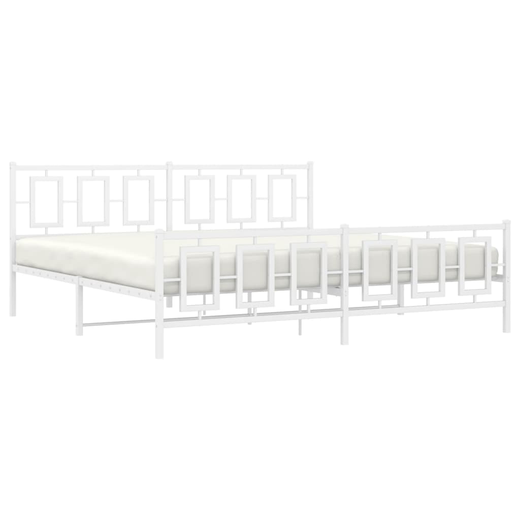 vidaXL Estructura cama sin colchón con estribo metal blanco 193x203 cm