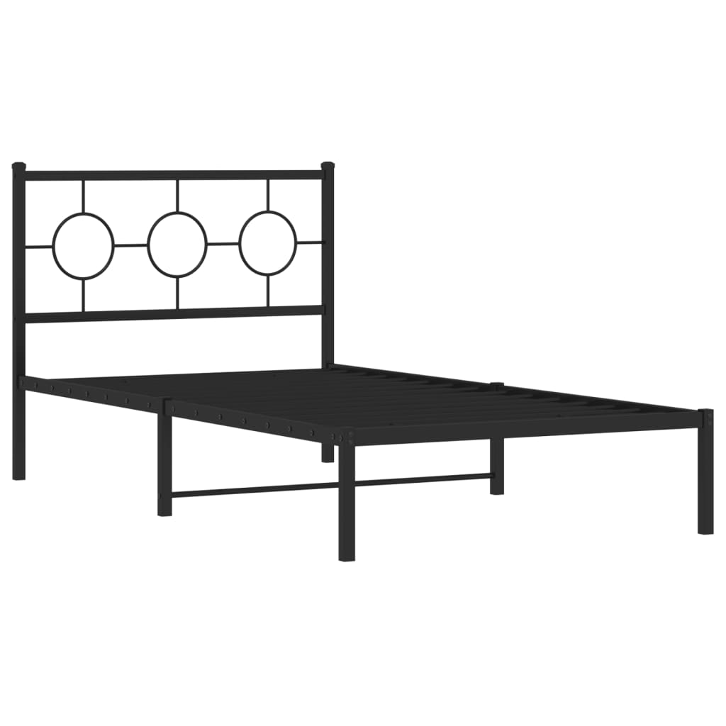 vidaXL Estructura cama sin colchón con cabecero metal negro 100x190 cm