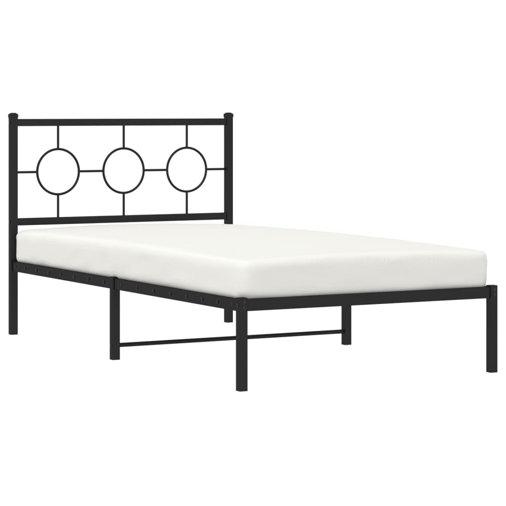 vidaXL Estructura cama sin colchón con cabecero metal negro 100x190 cm