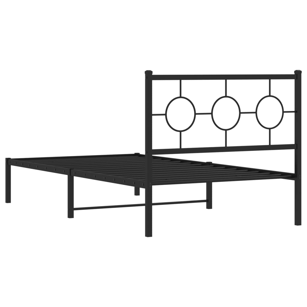 vidaXL Estructura cama sin colchón con cabecero metal negro 100x190 cm