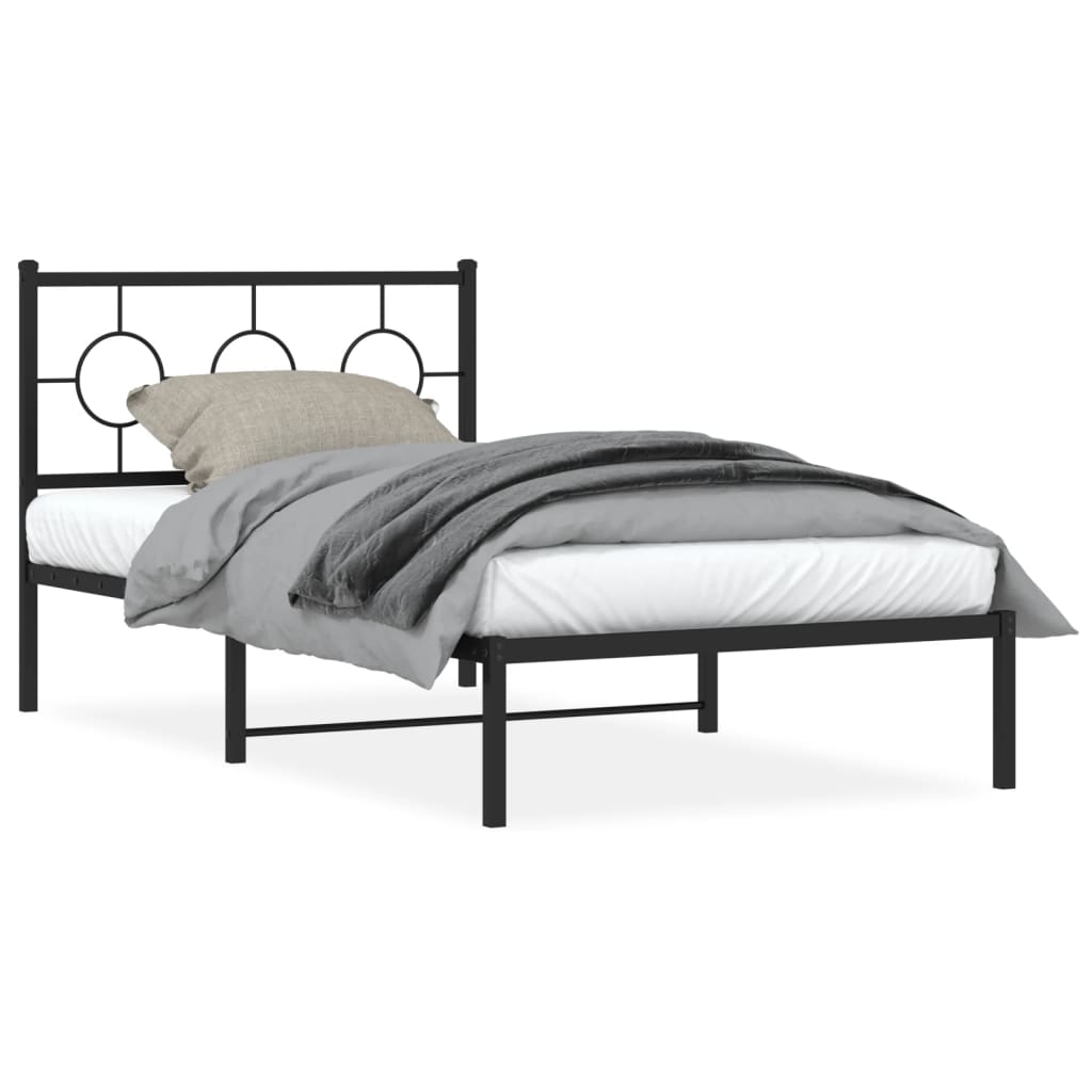 vidaXL Estructura cama sin colchón con cabecero metal negro 100x190 cm