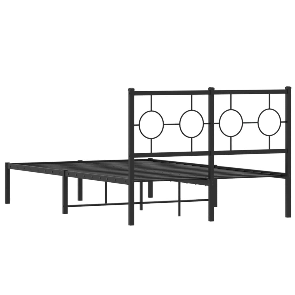 vidaXL Estructura cama sin colchón con cabecero metal negro 120x200 cm