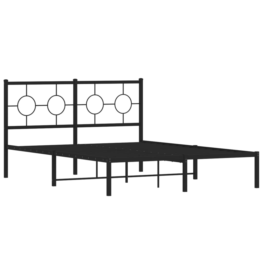 vidaXL Estructura cama sin colchón con cabecero metal negro 135x190 cm