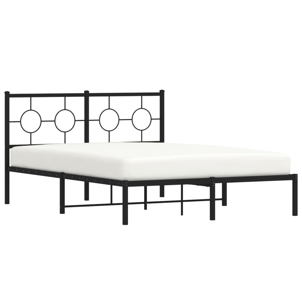 vidaXL Estructura cama sin colchón con cabecero metal negro 135x190 cm