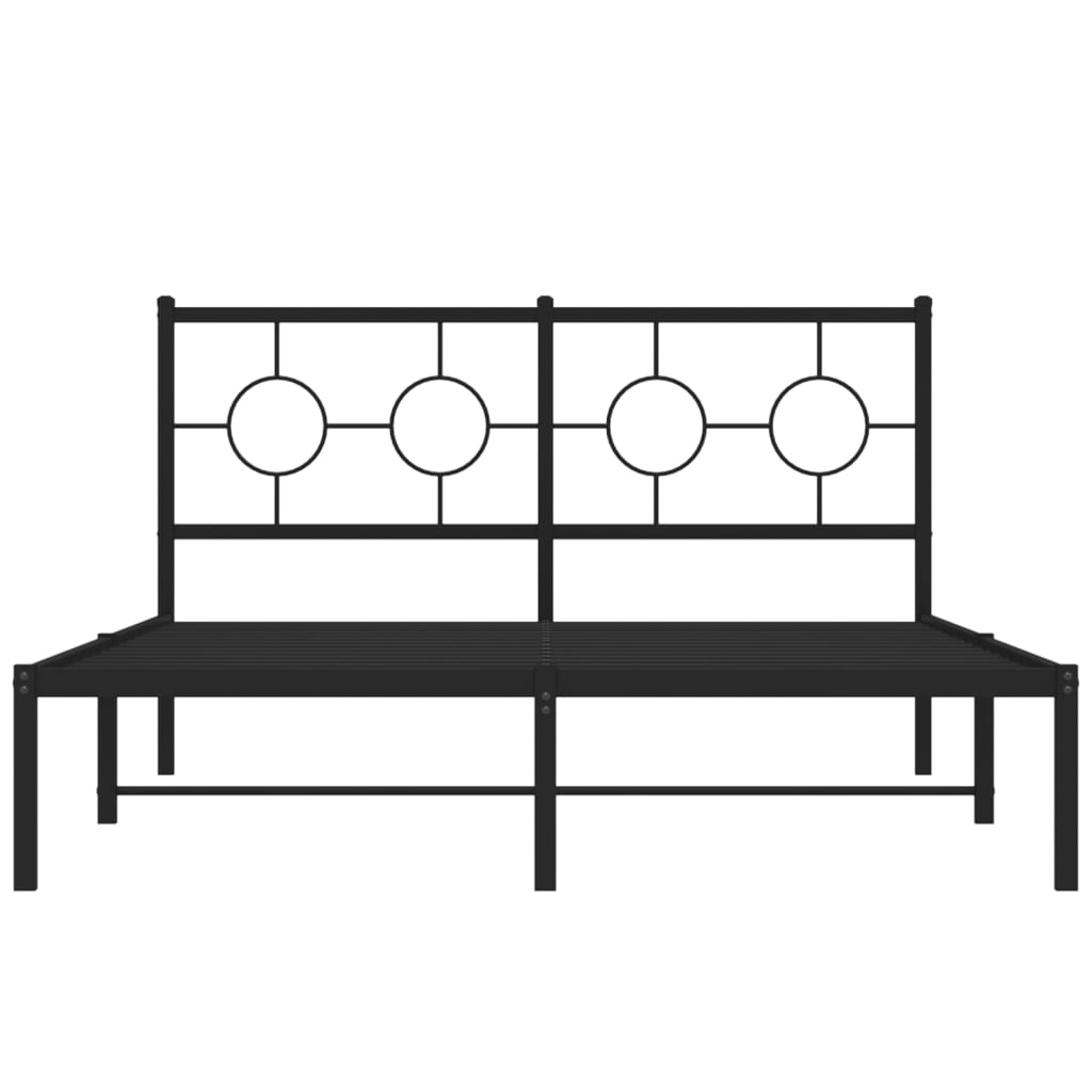 vidaXL Estructura cama sin colchón con cabecero metal negro 135x190 cm