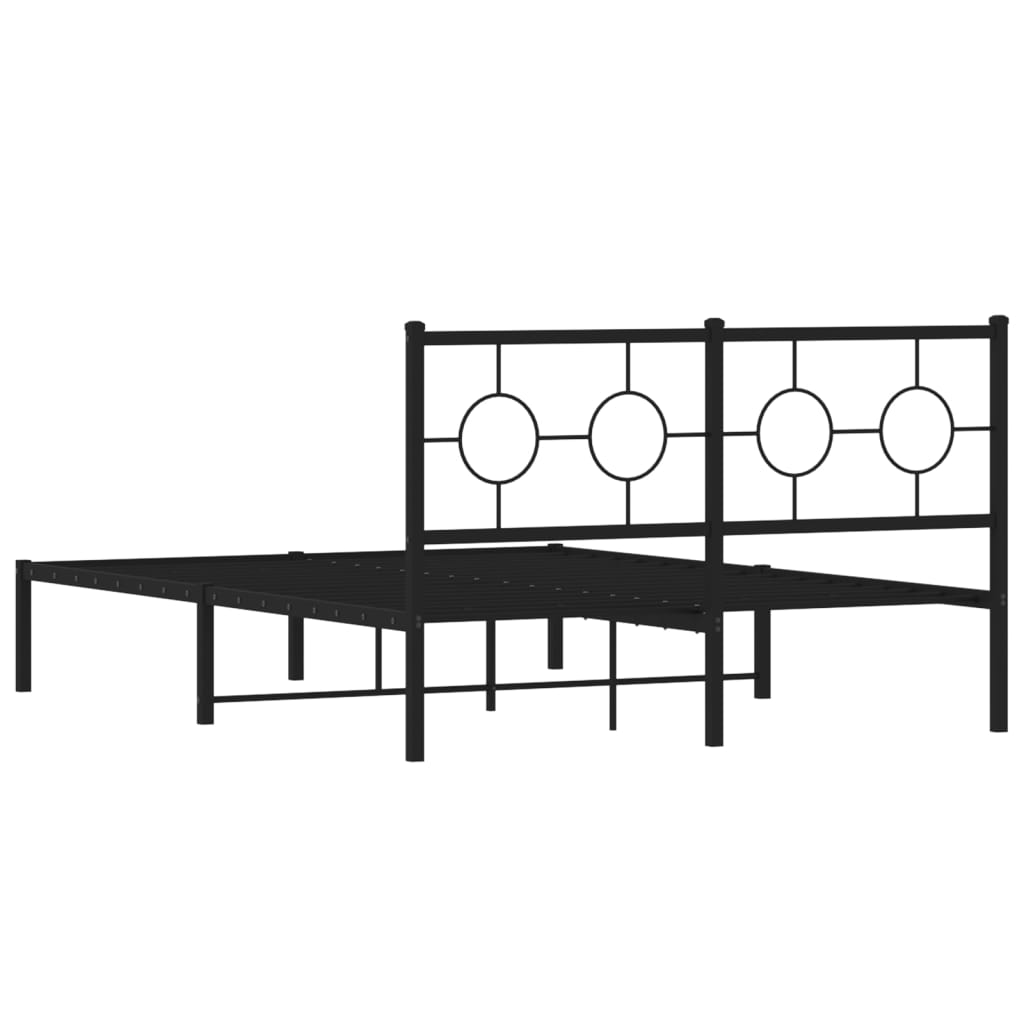 vidaXL Estructura cama sin colchón con cabecero metal negro 135x190 cm