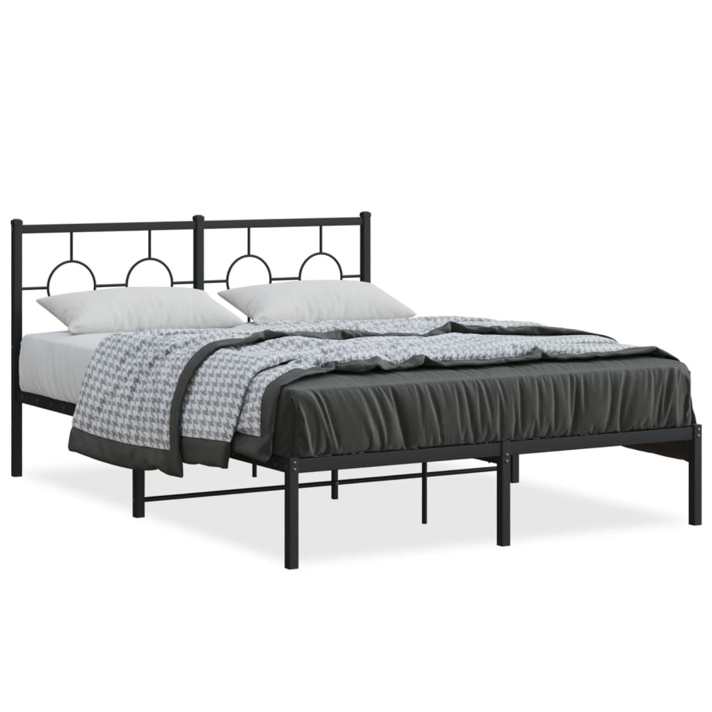 vidaXL Estructura cama sin colchón con cabecero metal negro 135x190 cm