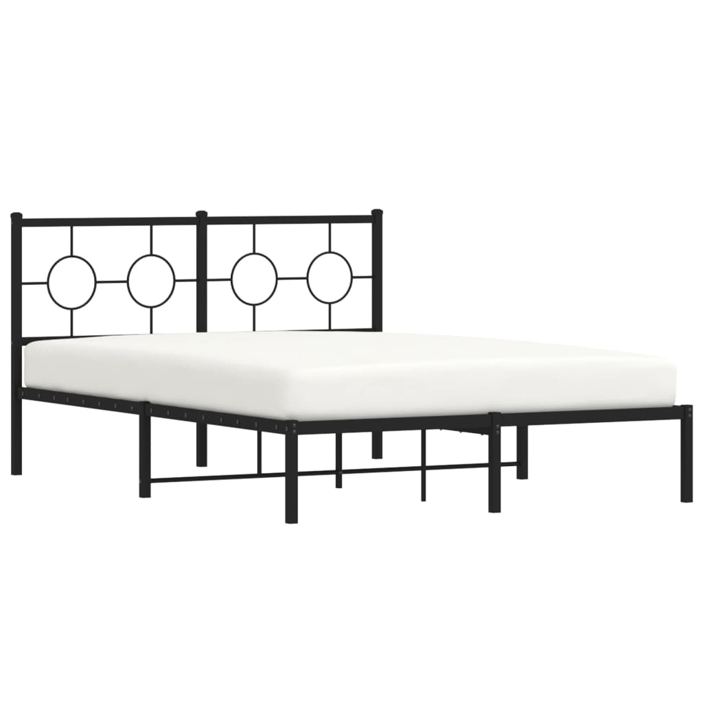 vidaXL Estructura cama sin colchón con cabecero metal negro 140x190 cm