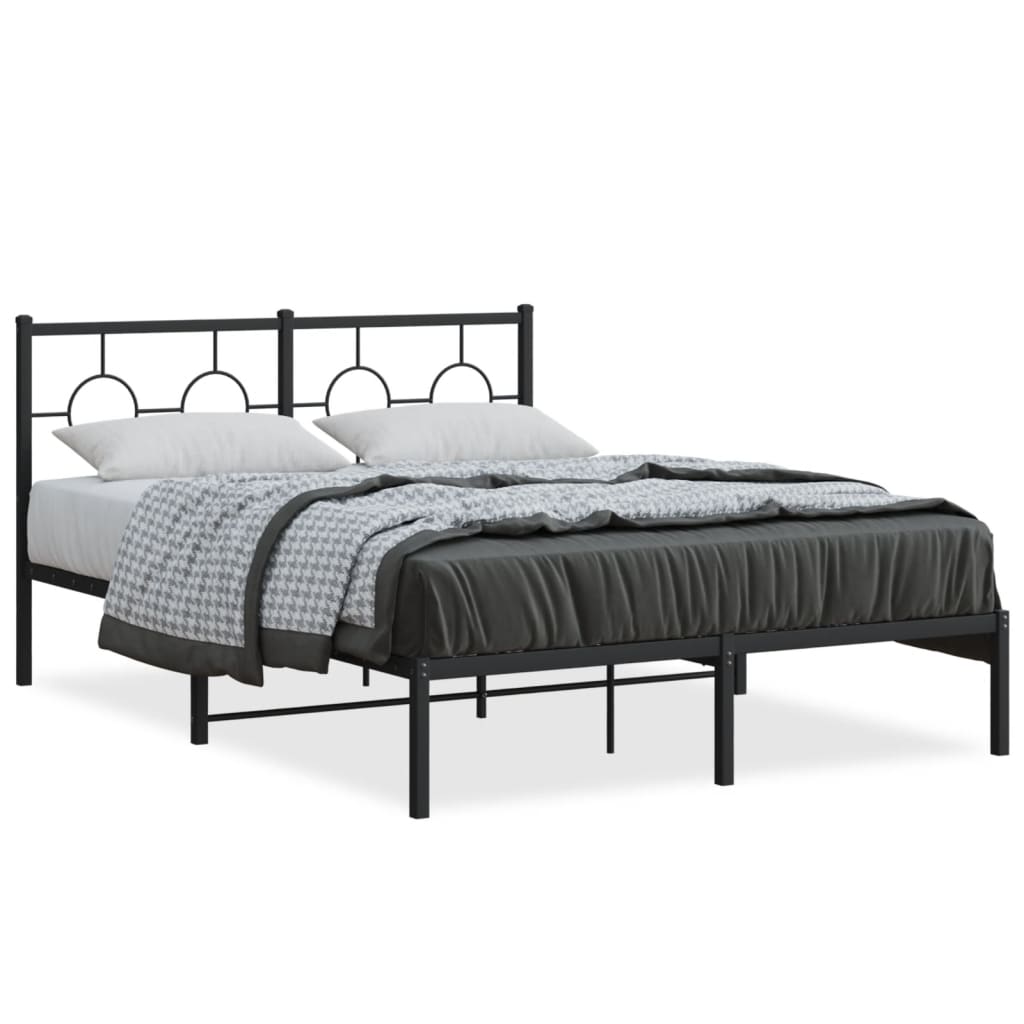 vidaXL Estructura cama sin colchón con cabecero metal negro 140x190 cm