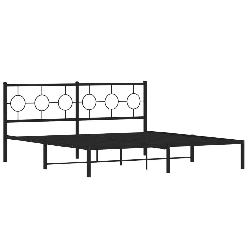 vidaXL Estructura cama sin colchón con cabecero metal negro 183x213 cm