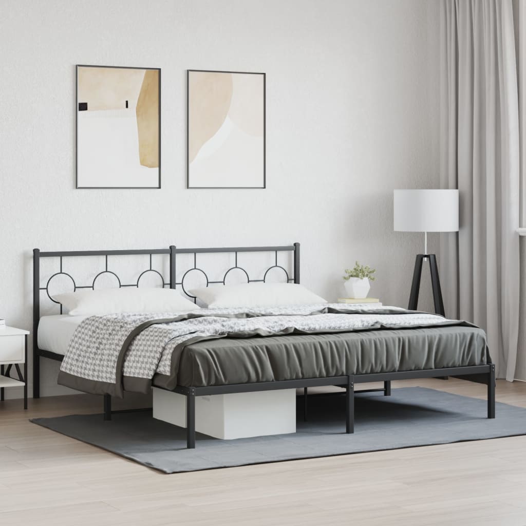 vidaXL Estructura cama sin colchón con cabecero metal negro 183x213 cm