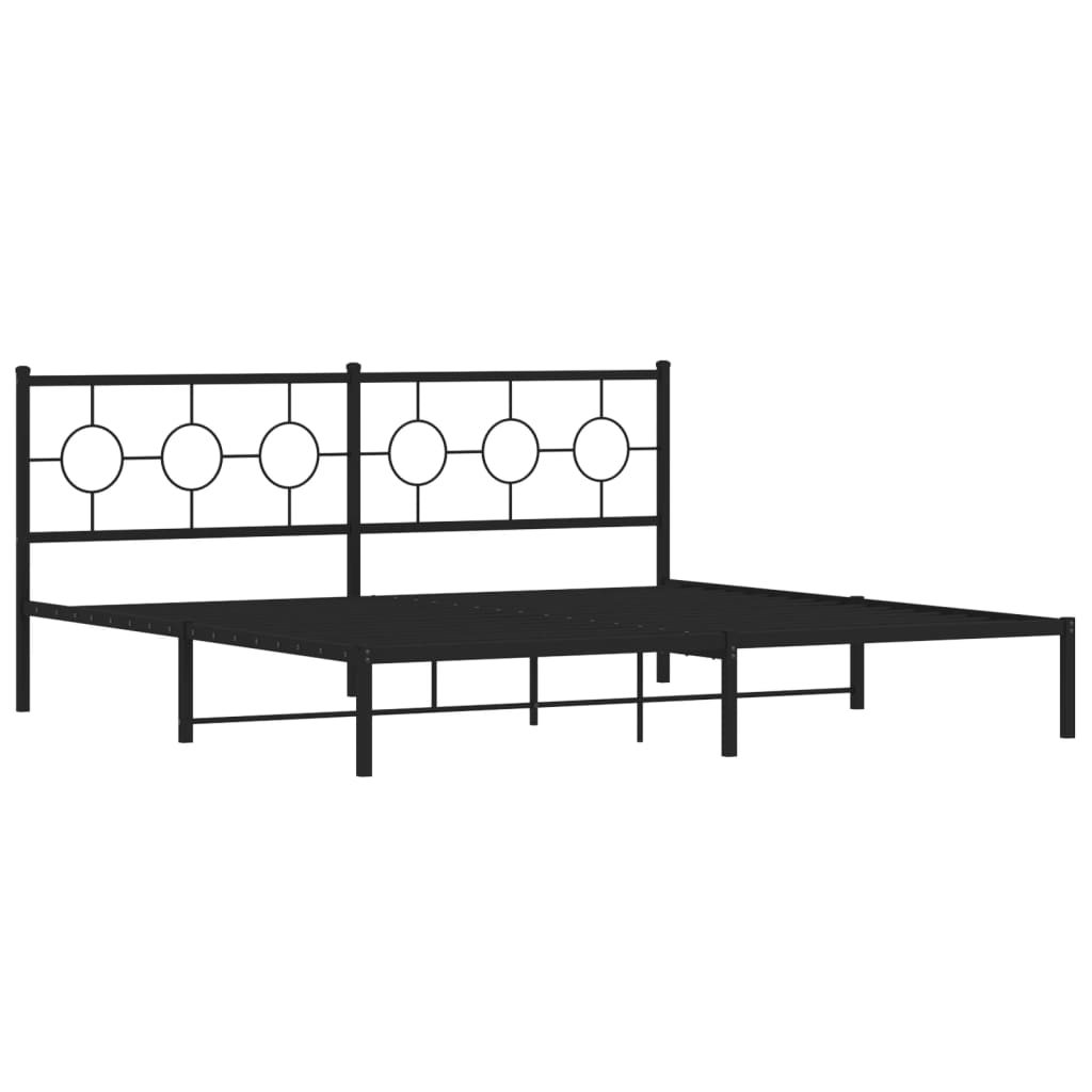 vidaXL Estructura cama sin colchón con cabecero metal negro 193x203 cm