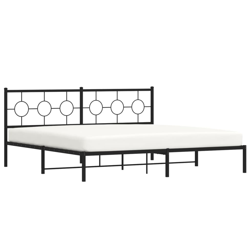 vidaXL Estructura cama sin colchón con cabecero metal negro 193x203 cm