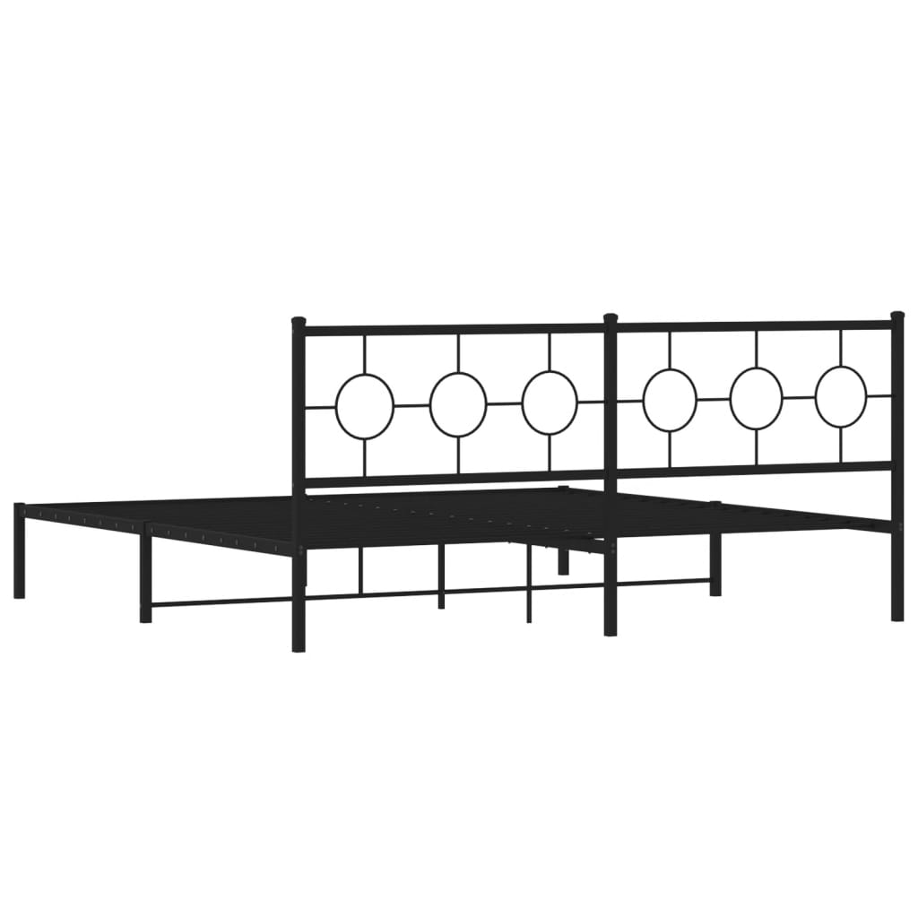 vidaXL Estructura cama sin colchón con cabecero metal negro 193x203 cm