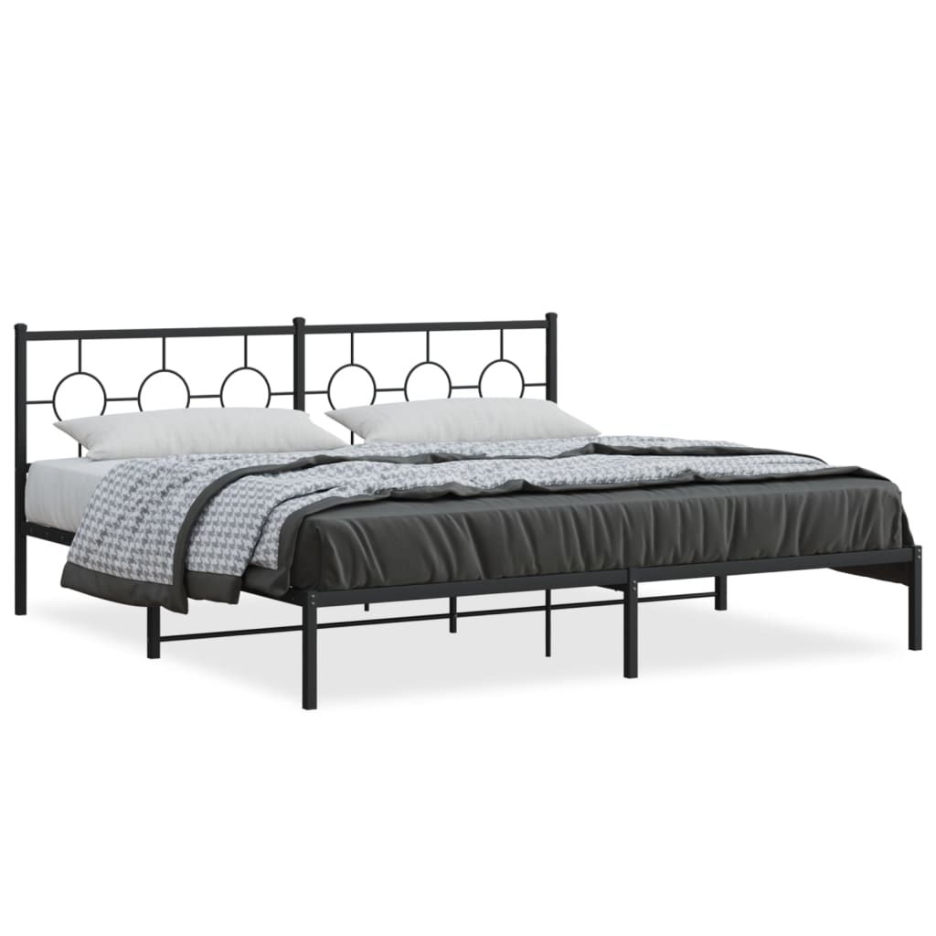 vidaXL Estructura cama sin colchón con cabecero metal negro 193x203 cm