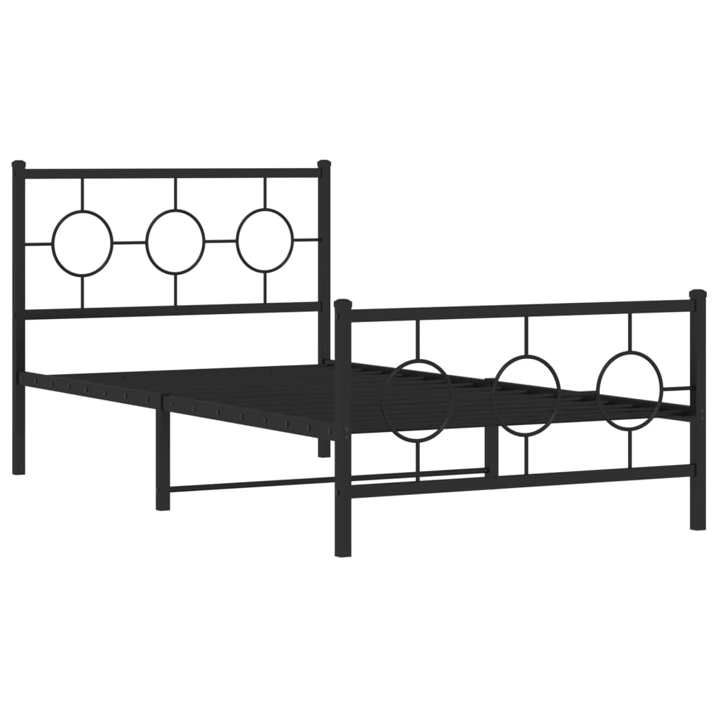 vidaXL Estructura cama sin colchón con estribo metal negro 100x200 cm