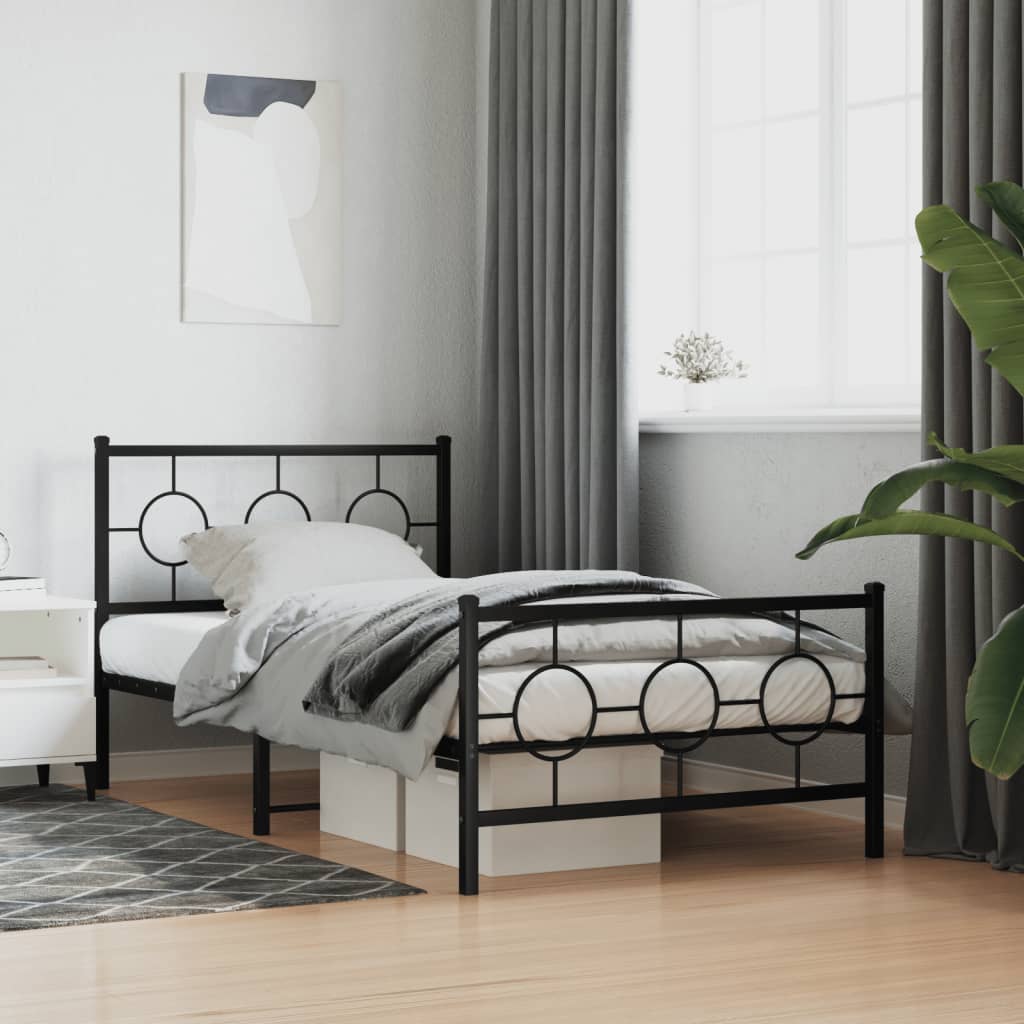 vidaXL Estructura cama sin colchón con estribo metal negro 100x200 cm