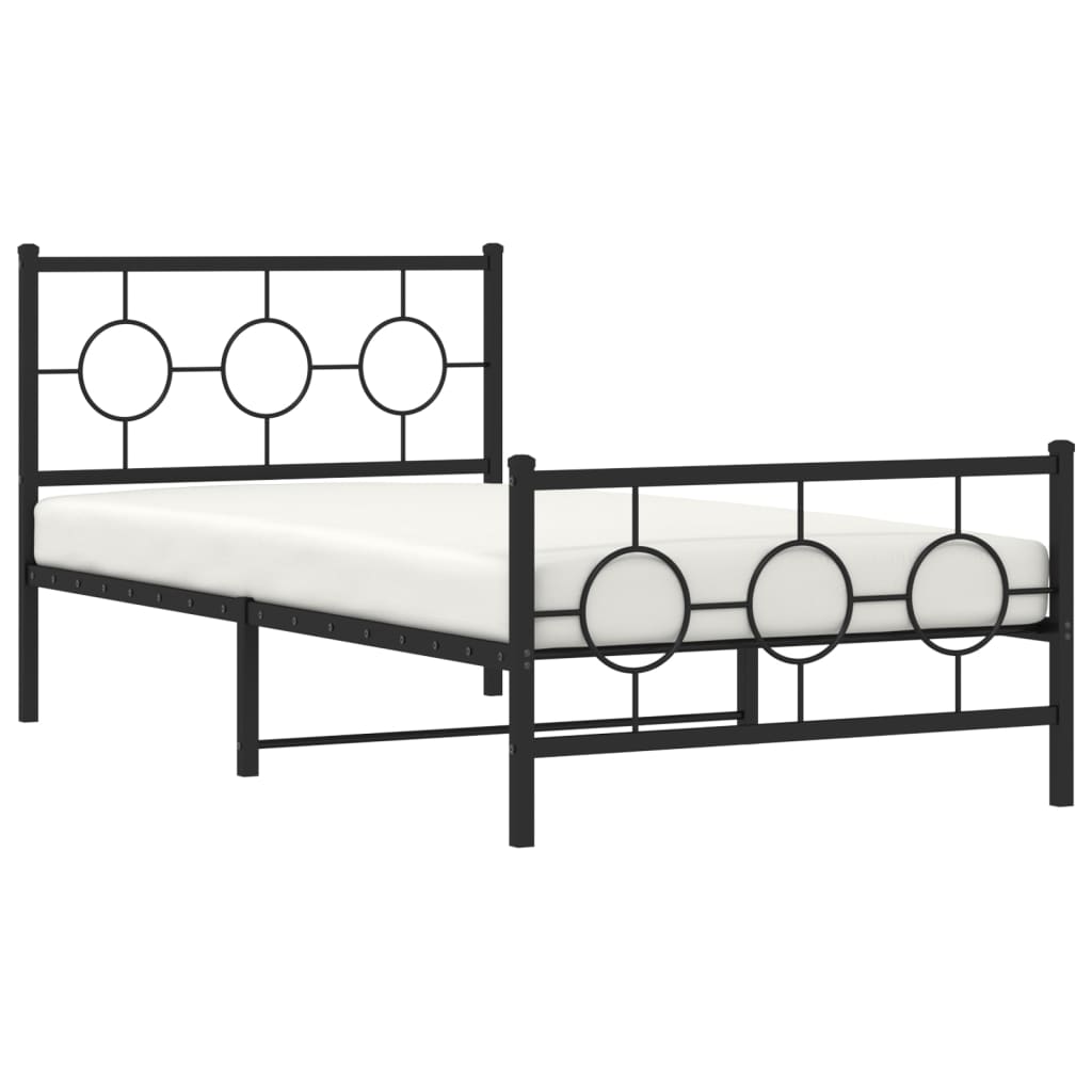 vidaXL Estructura cama sin colchón con estribo metal negro 100x200 cm