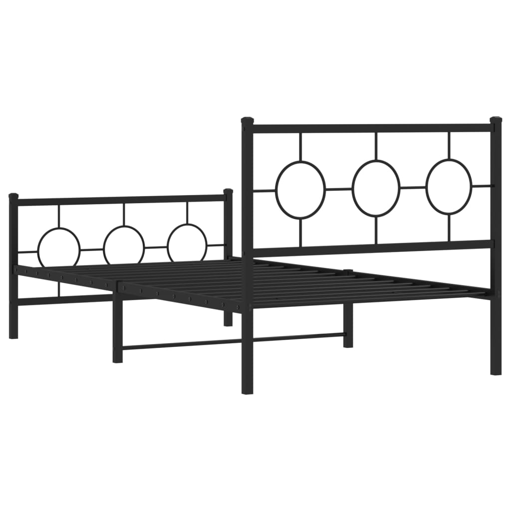 vidaXL Estructura cama sin colchón con estribo metal negro 100x200 cm