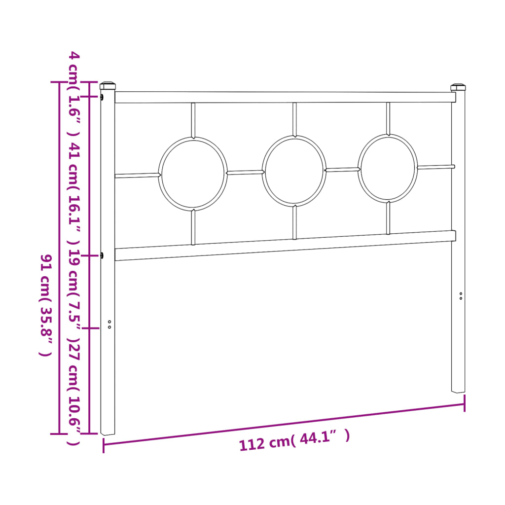 vidaXL Cabecero de metal negro 107 cm