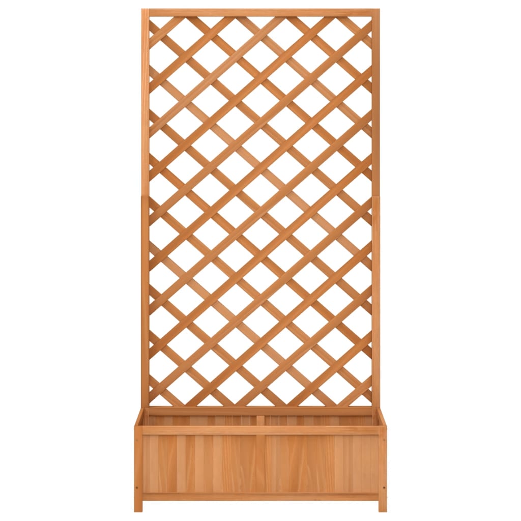 vidaXL Jardinera con enrejado de madera maciza de abeto marrón