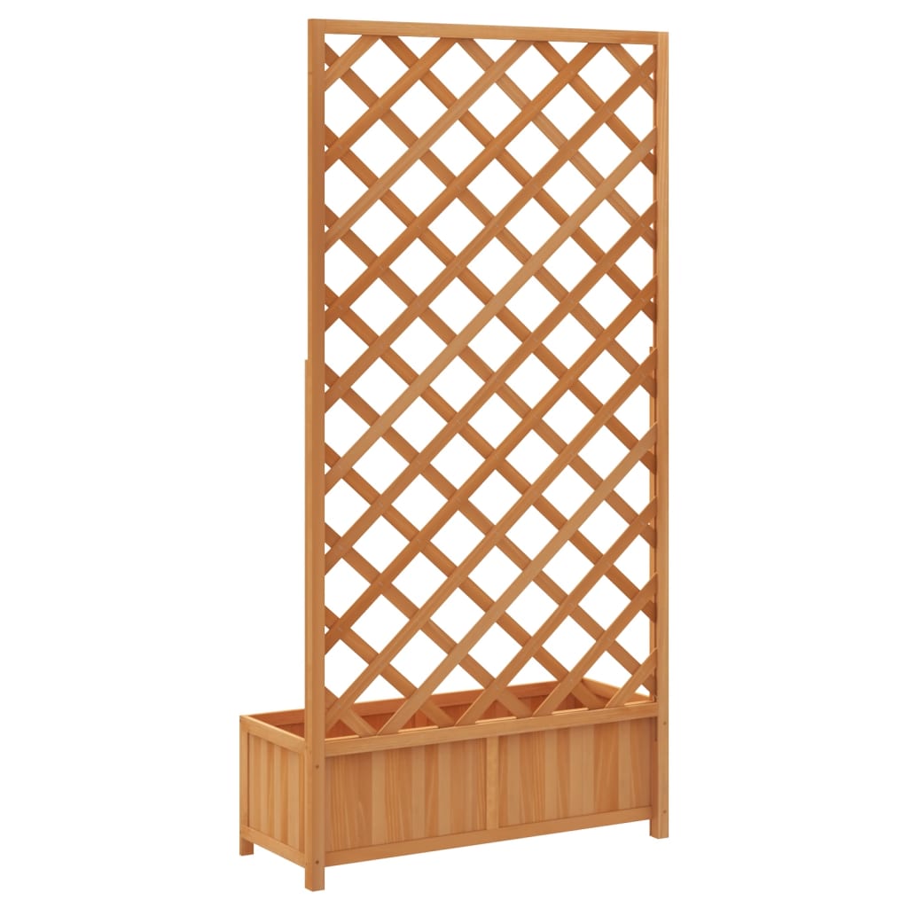 vidaXL Jardinera con enrejado de madera maciza de abeto marrón