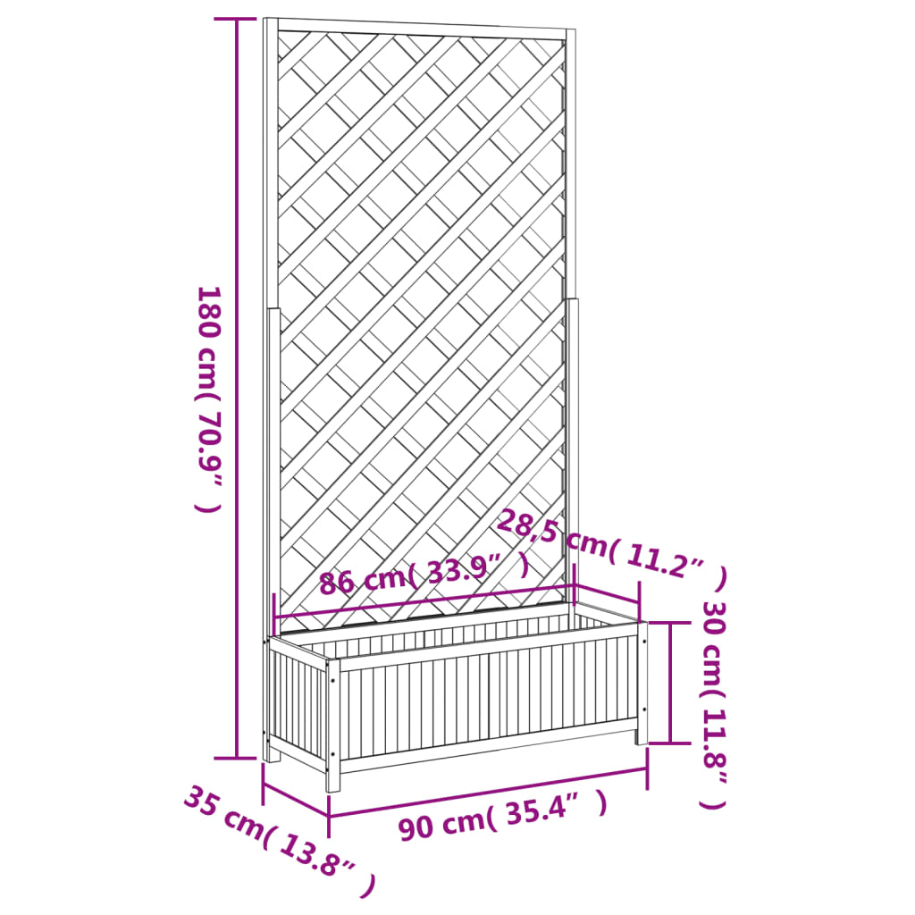 vidaXL Jardinera con enrejado de madera maciza de abeto marrón