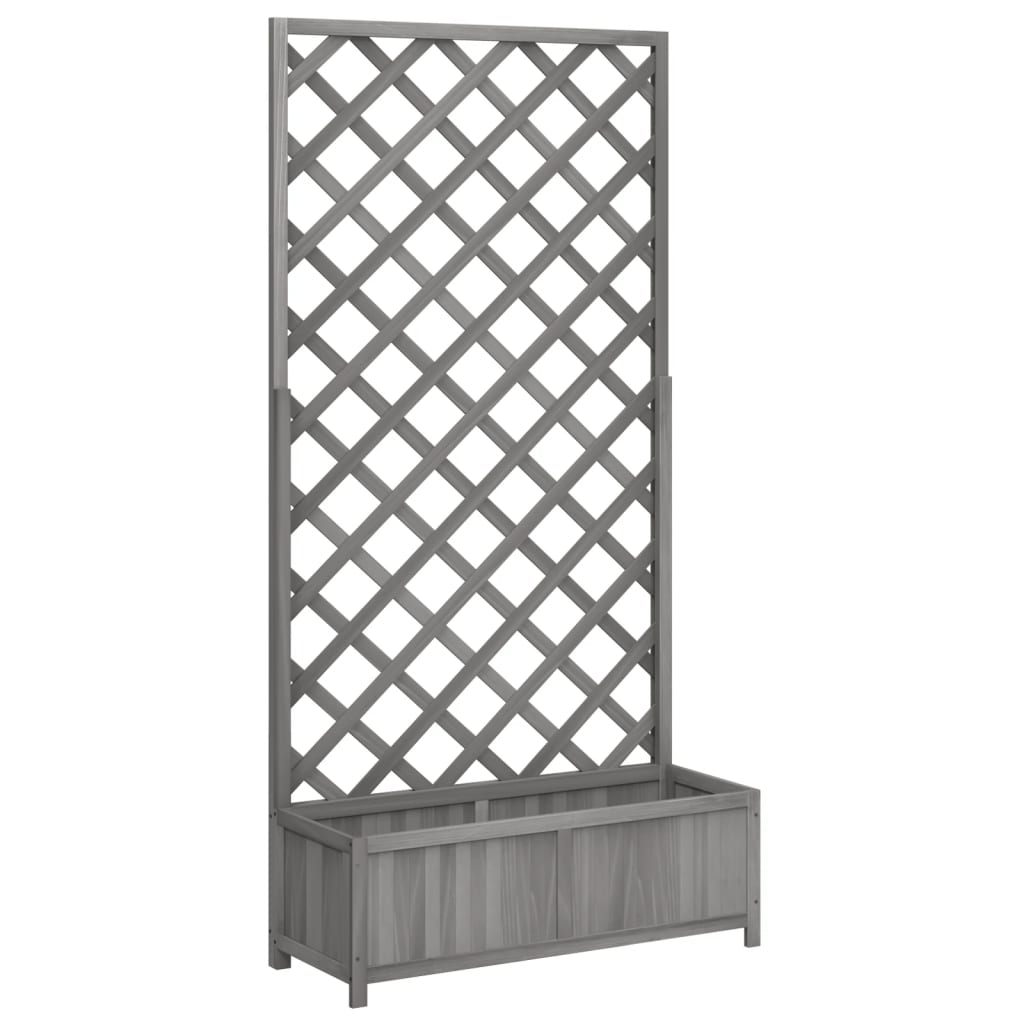 vidaXL Jardinera con enrejado madera maciza de abeto gris