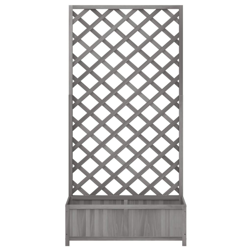 vidaXL Jardinera con enrejado madera maciza de abeto gris