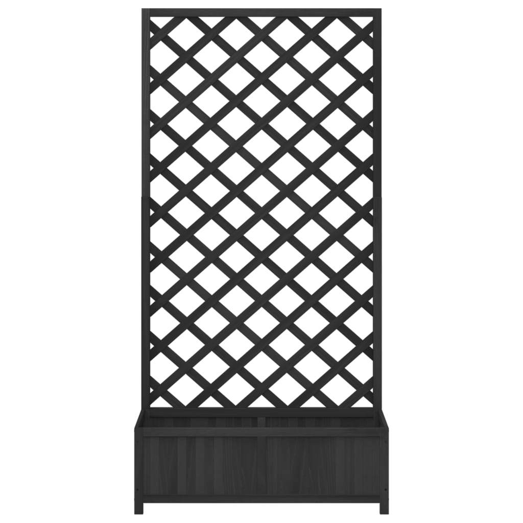 vidaXL Jardinera con enrejado madera maciza de abeto negro