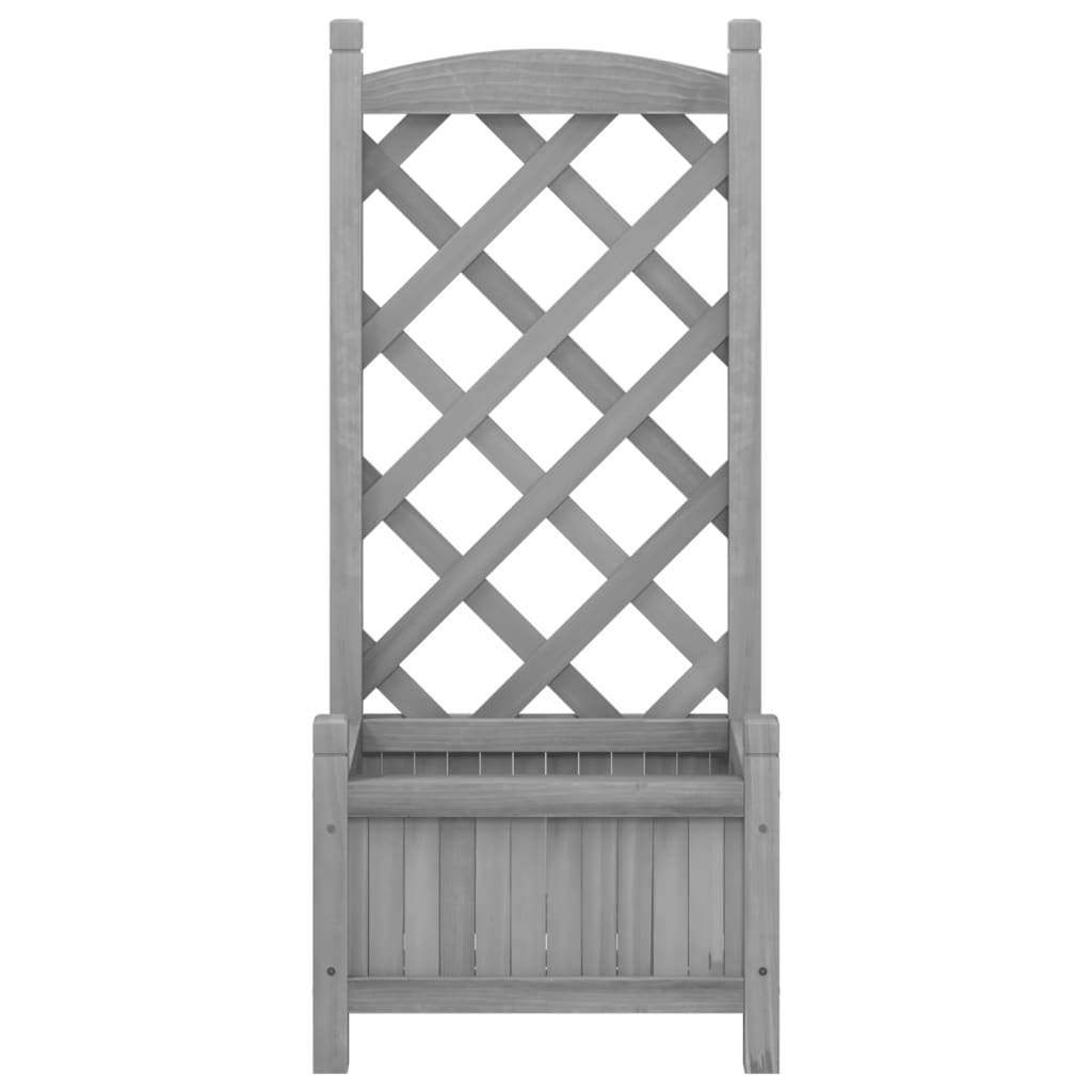 vidaXL Jardinera con enrejado madera maciza de abeto gris