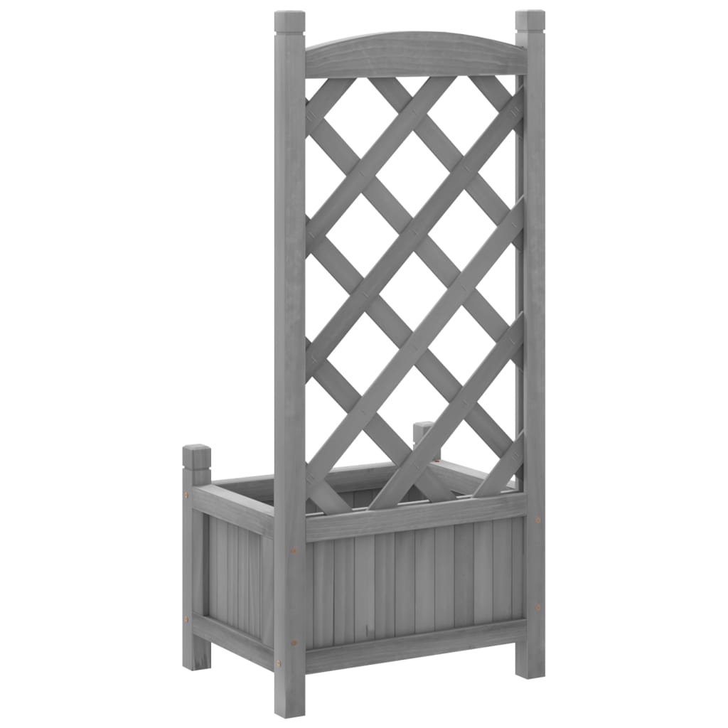 vidaXL Jardinera con enrejado madera maciza de abeto gris