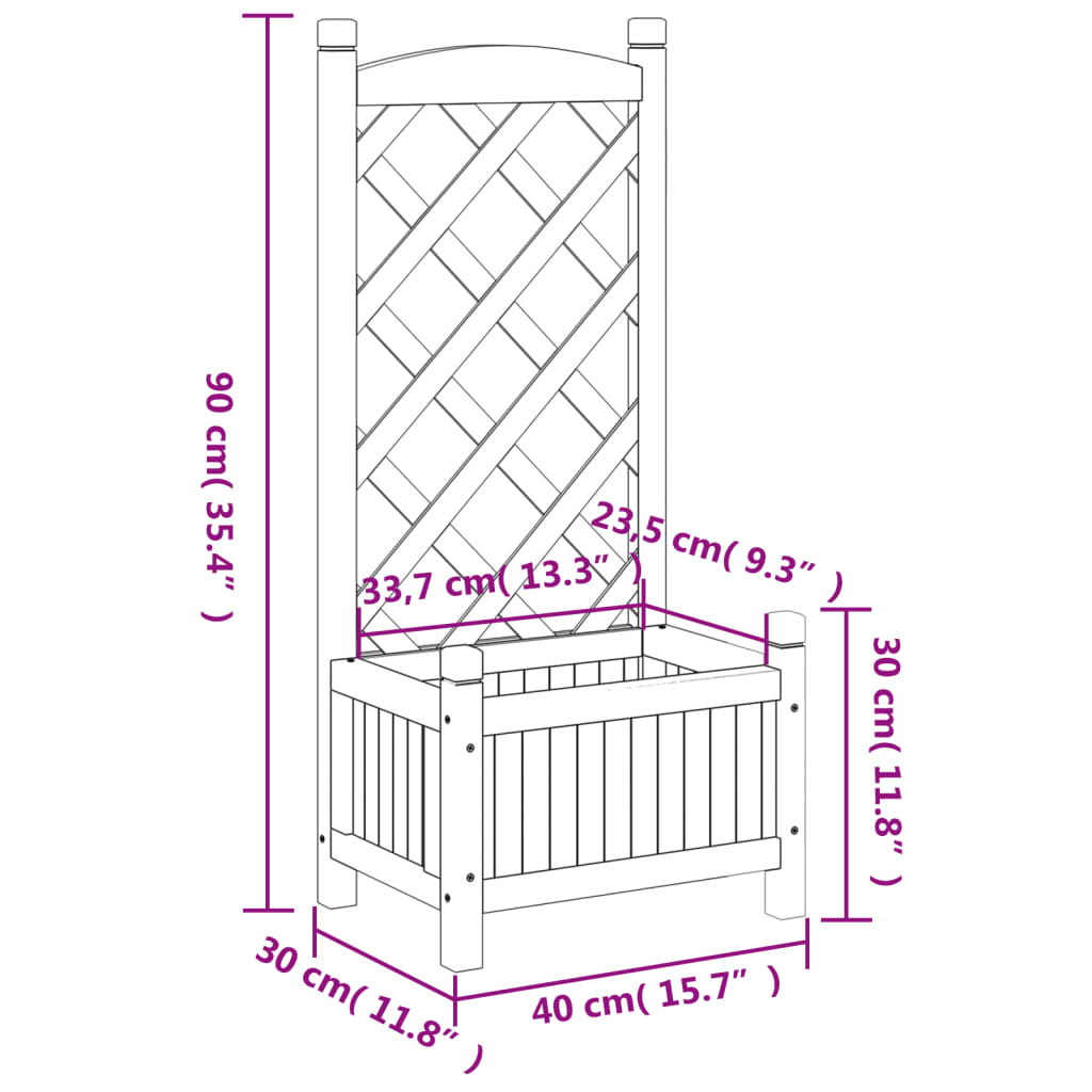 vidaXL Jardinera con enrejado madera maciza de abeto gris