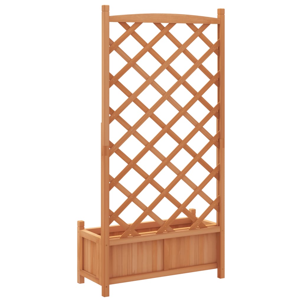 vidaXL Jardinera con enrejado de madera maciza de abeto marrón