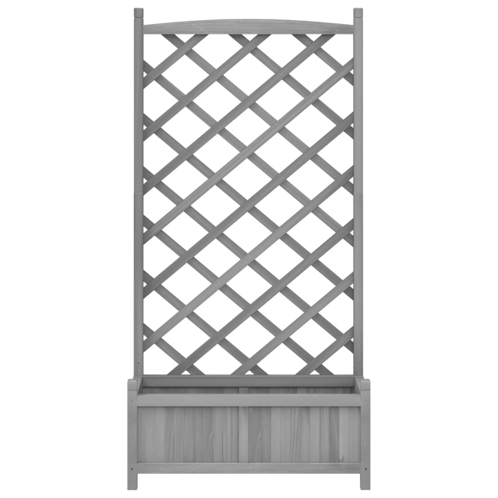 vidaXL Jardinera con enrejado madera maciza de abeto gris